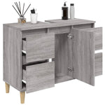 Servantskap Grå Eik 80X33X60 Cm Konstruert Tre