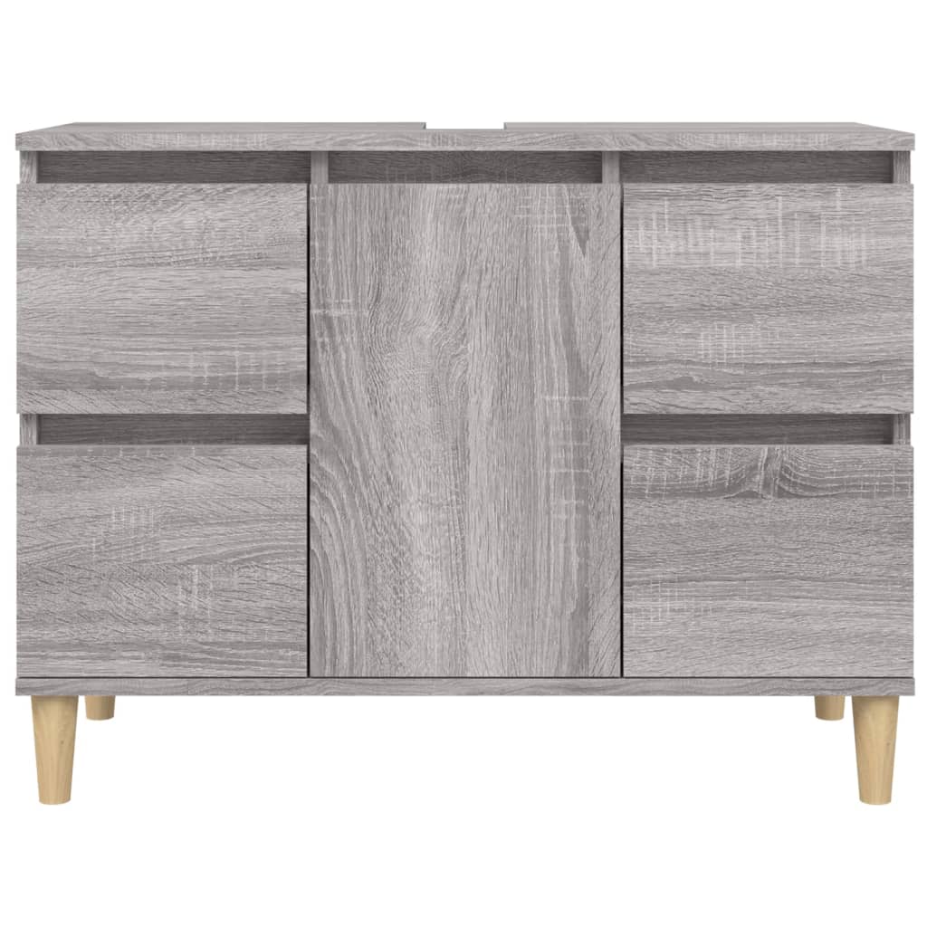 Servantskap Grå Eik 80X33X60 Cm Konstruert Tre