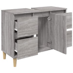 Servantskap Grå Eik 80X33X60 Cm Konstruert Tre