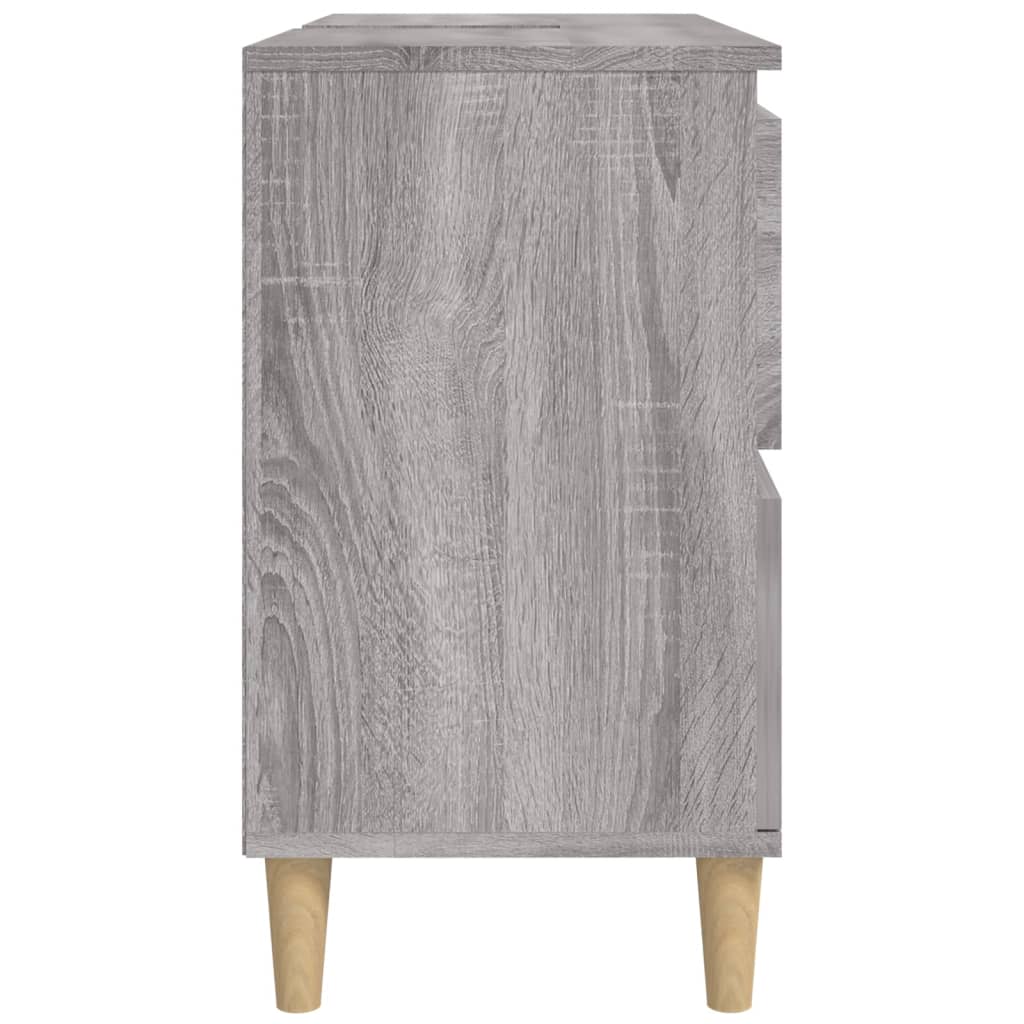 Servantskap Grå Eik 80X33X60 Cm Konstruert Tre