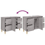 Servantskap Grå Eik 80X33X60 Cm Konstruert Tre