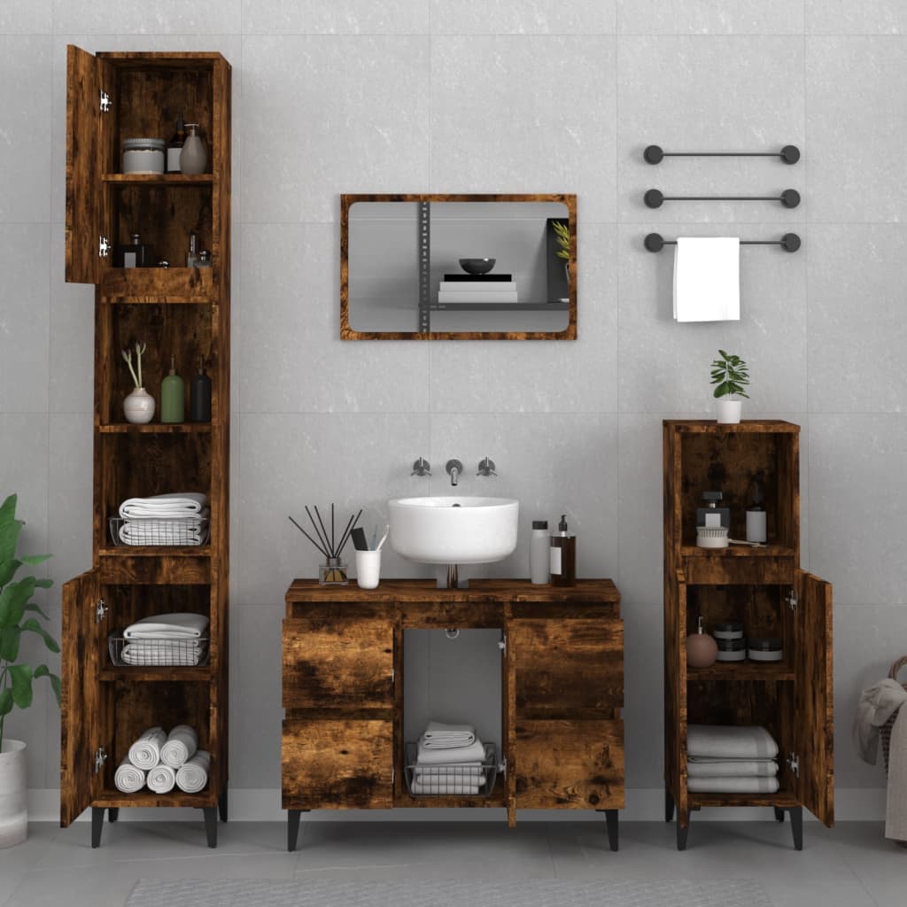Servantskap Røkt Eik 80X33X60 Cm Konstruert Tre
