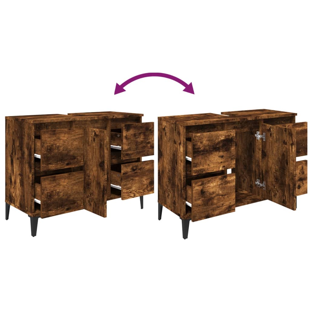 Servantskap Røkt Eik 80X33X60 Cm Konstruert Tre