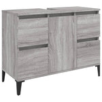 Servantskap Grå Eik 80X33X60 Cm Konstruert Tre
