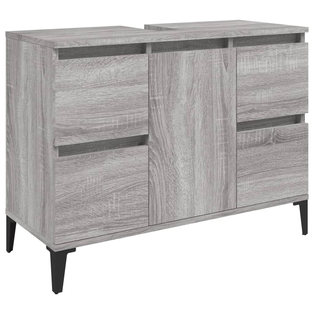 Servantskap Grå Eik 80X33X60 Cm Konstruert Tre