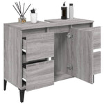 Servantskap Grå Eik 80X33X60 Cm Konstruert Tre
