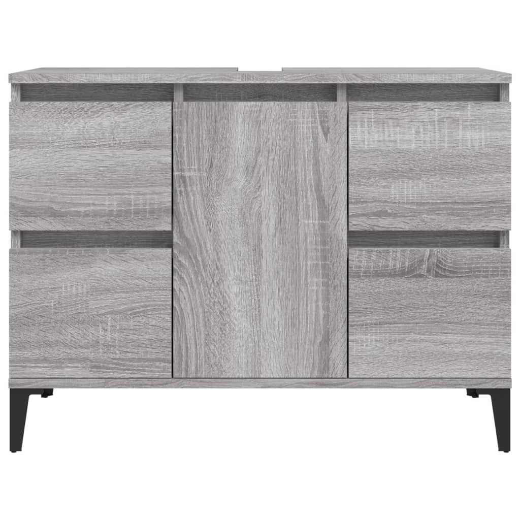 Servantskap Grå Eik 80X33X60 Cm Konstruert Tre