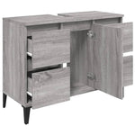 Servantskap Grå Eik 80X33X60 Cm Konstruert Tre