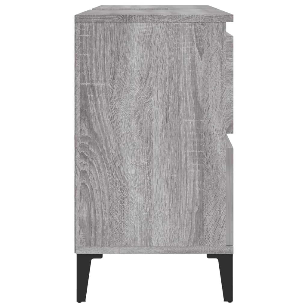 Servantskap Grå Eik 80X33X60 Cm Konstruert Tre