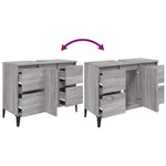 Servantskap Grå Eik 80X33X60 Cm Konstruert Tre