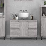 Servantskap Grå Eik 80X33X60 Cm Konstruert Tre