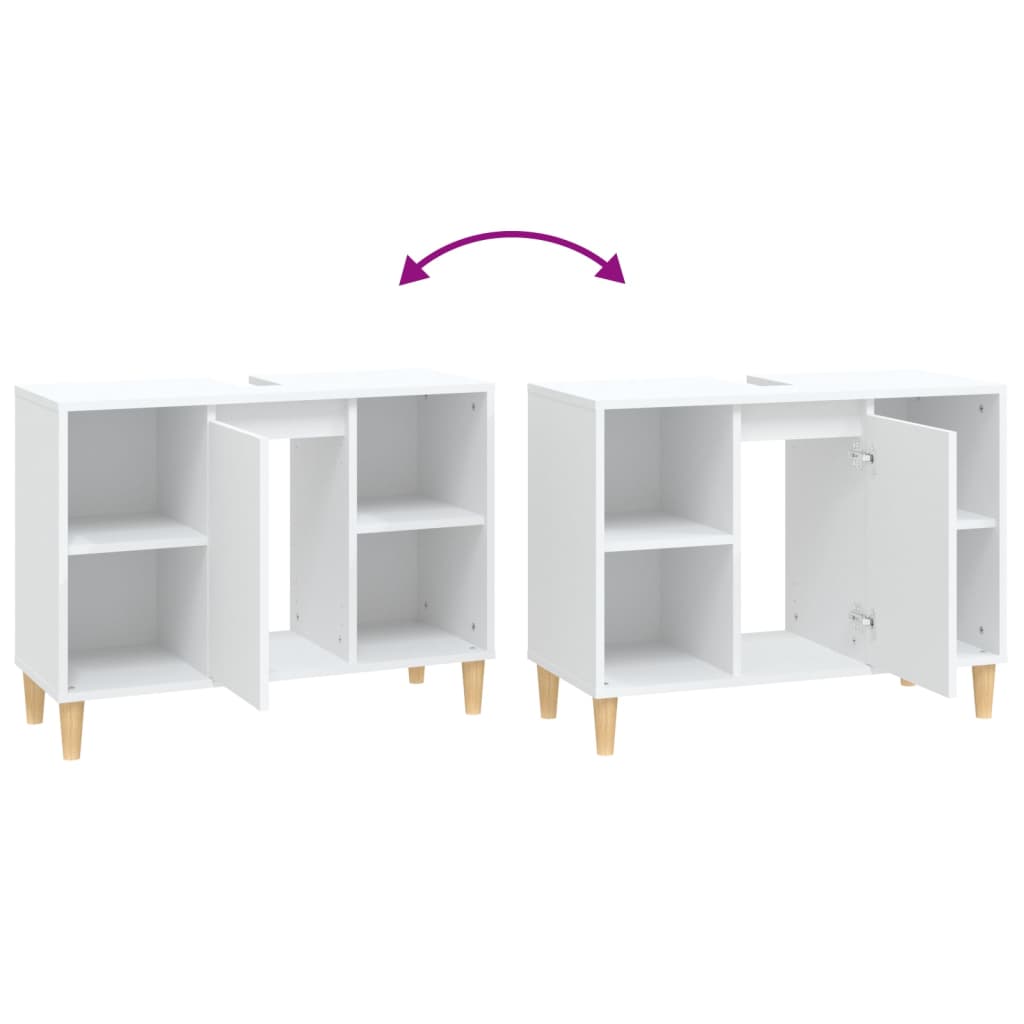 Servantskap Hvit 80X33X60 Cm Konstruert Tre