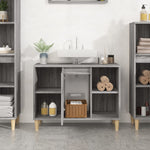 Servantskap Grå Eik 80X33X60 Cm Konstruert Tre