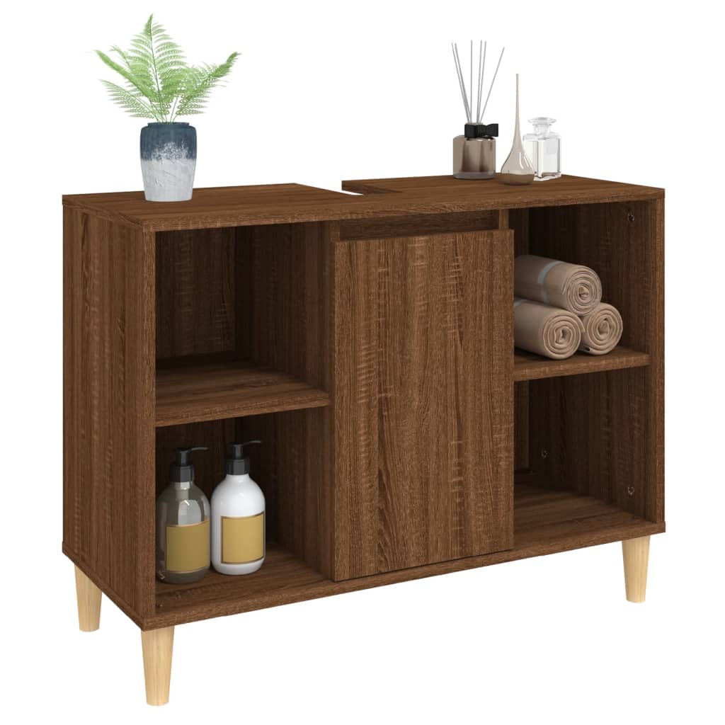 Servantskap Brun Eik 80X33X60 Cm Konstruert Tre