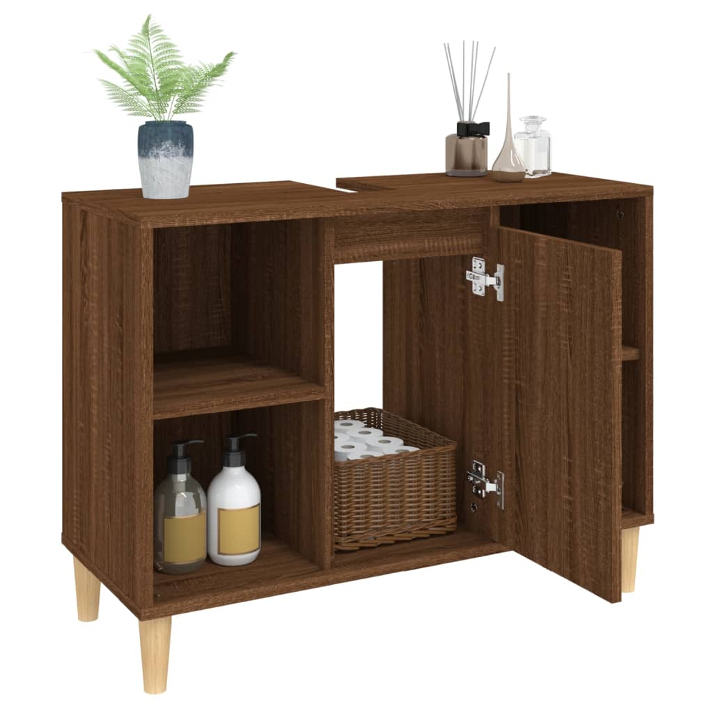 Servantskap Brun Eik 80X33X60 Cm Konstruert Tre