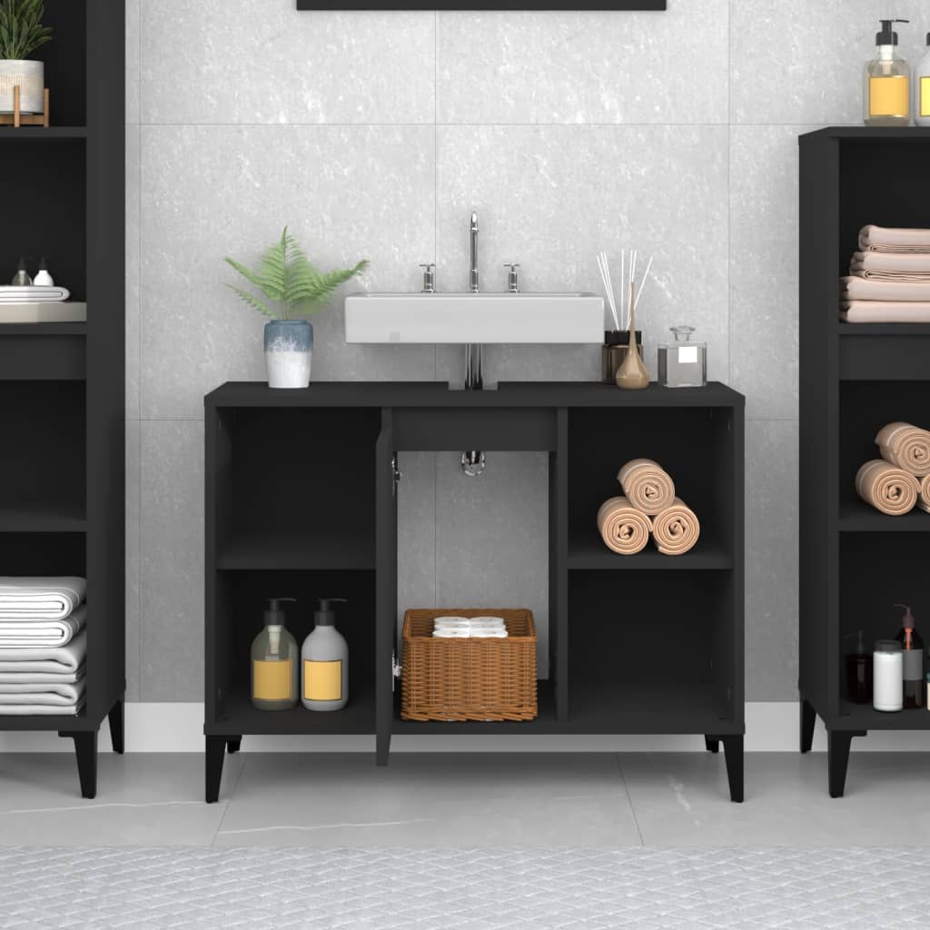 Servantskap Svart 80X33X60 Cm Konstruert Tre