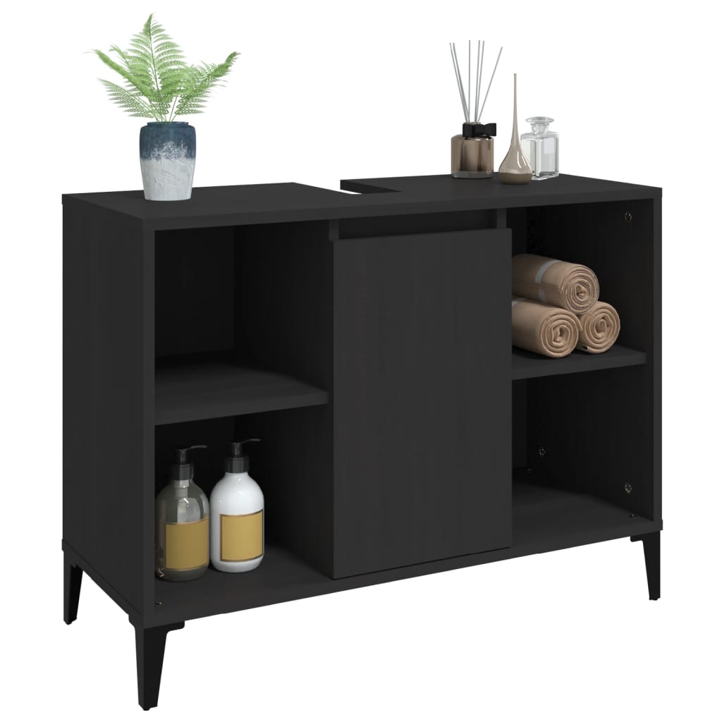 Servantskap Svart 80X33X60 Cm Konstruert Tre
