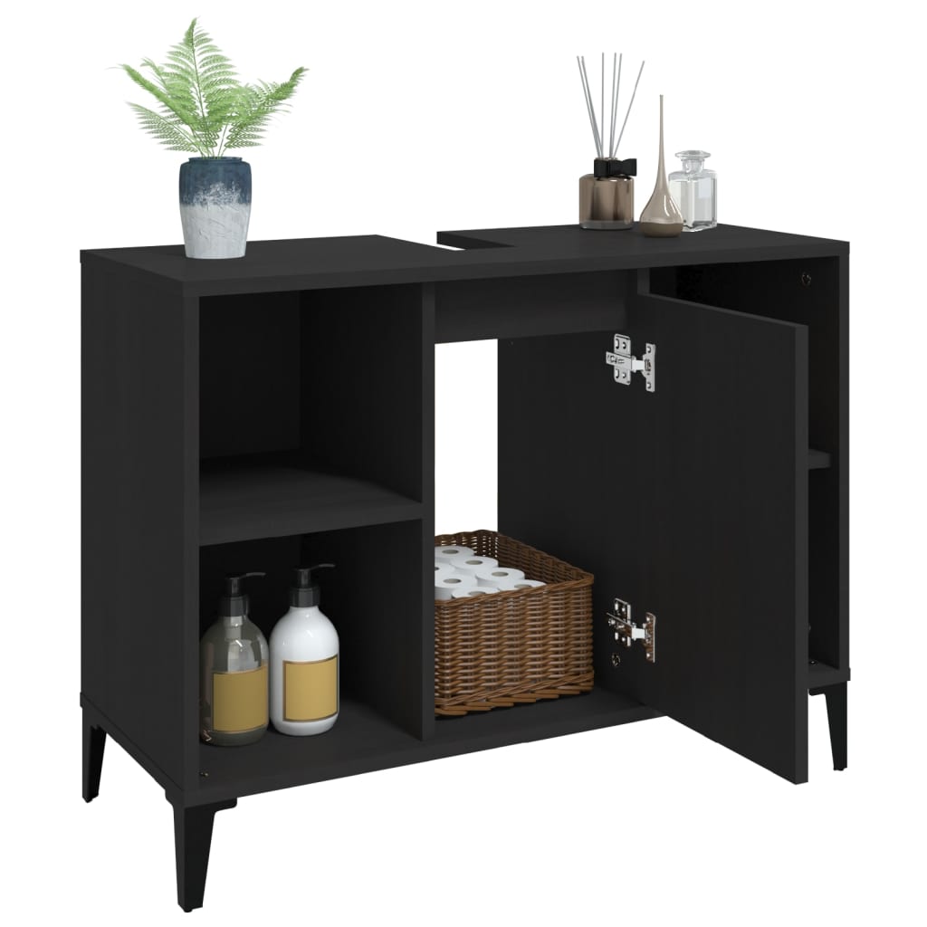Servantskap Svart 80X33X60 Cm Konstruert Tre