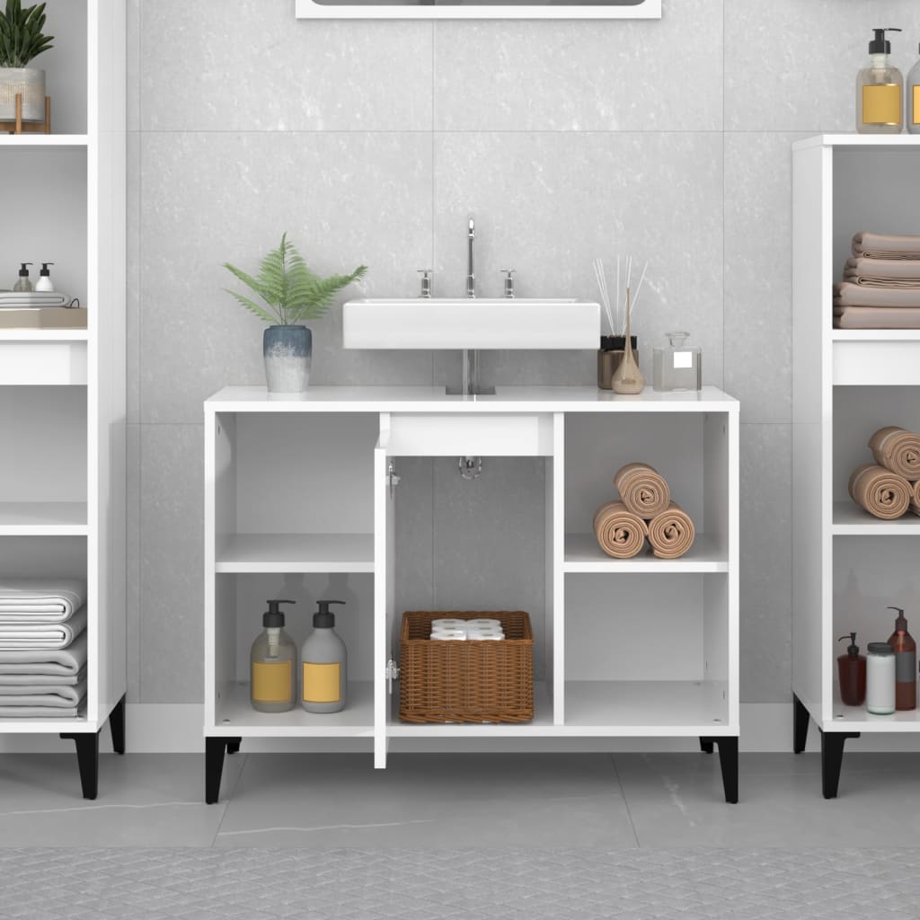 Servantskap Høyglans Hvit 80X33X60 Cm Konstruert Tre