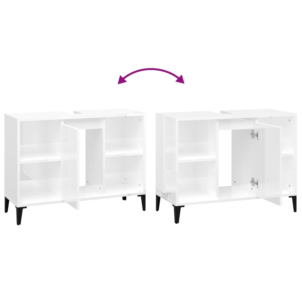 Servantskap Høyglans Hvit 80X33X60 Cm Konstruert Tre
