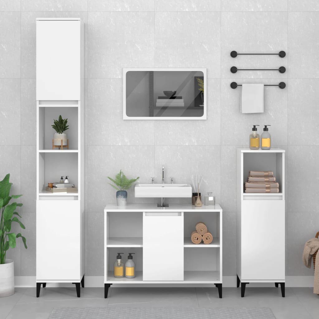 Servantskap Høyglans Hvit 80X33X60 Cm Konstruert Tre