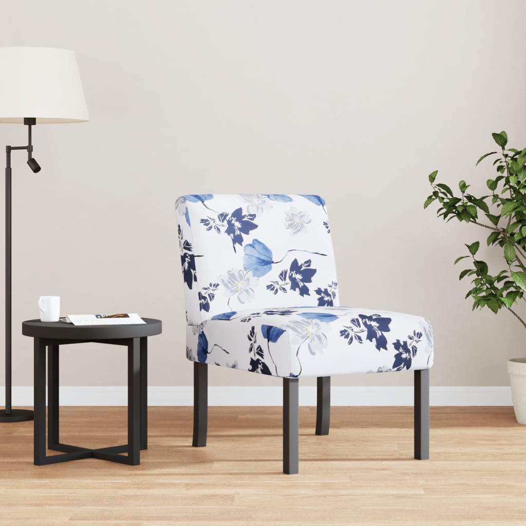 Lenestol Uten Armlener Blå Blomster Fløyel