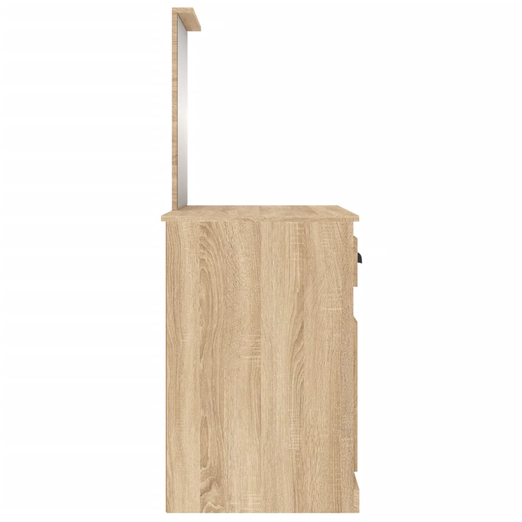 Sminkebord Med Speil Sonoma Eik 90X50X132,5 Cm Konstruert Tre