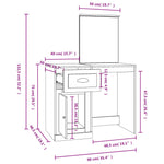 Sminkebord Med Speil Sonoma Eik 90X50X132,5 Cm Konstruert Tre