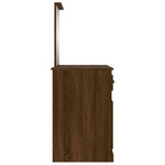 Sminkebord Med Speil Brun Eik 90X50X132,5 Cm Konstruert Tre