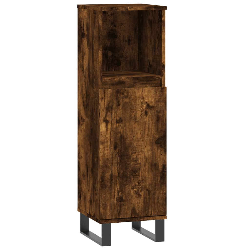 Baderomsskap Røkt Eik 30X30X100 Cm Konstruert Tre