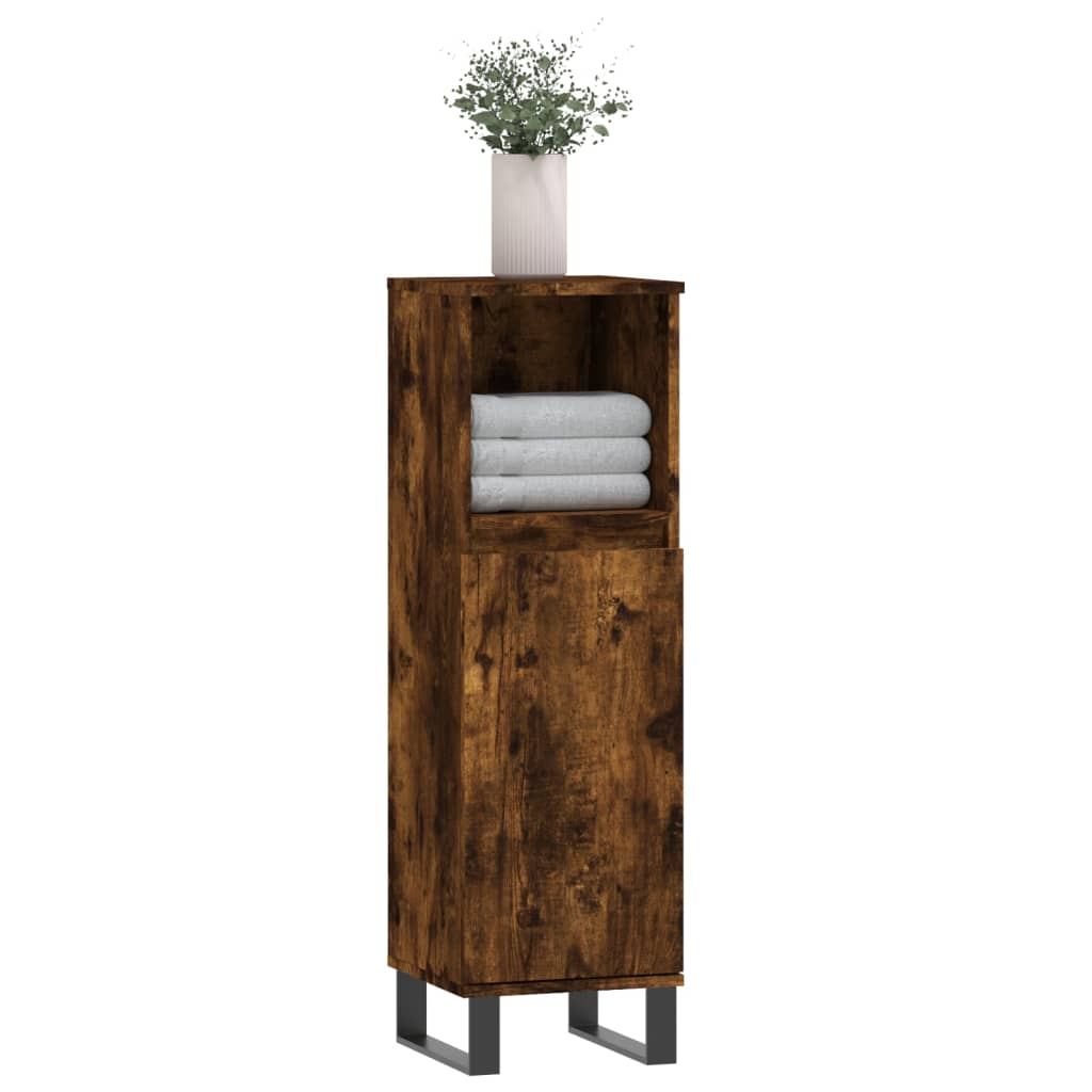 Baderomsskap Røkt Eik 30X30X100 Cm Konstruert Tre