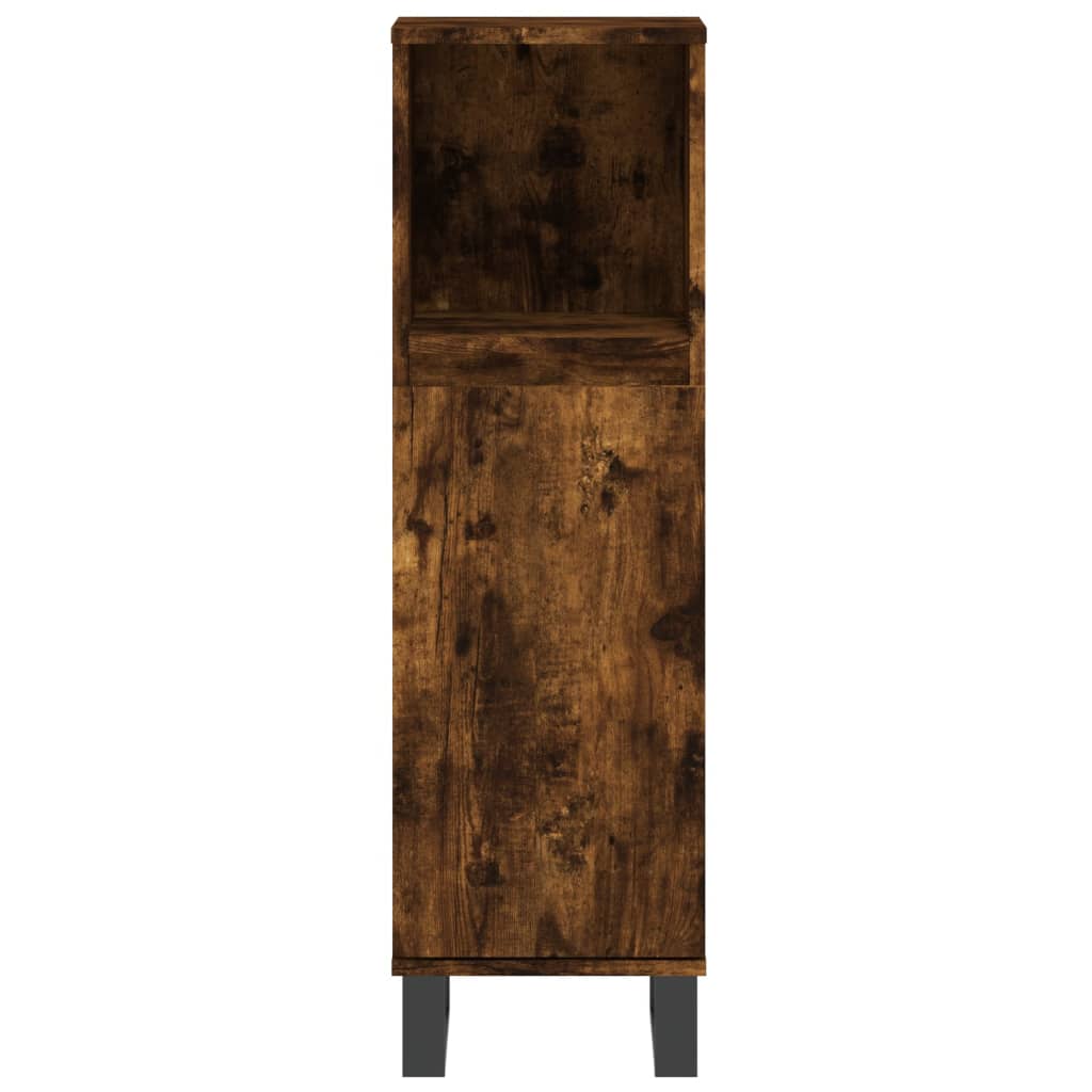 Baderomsskap Røkt Eik 30X30X100 Cm Konstruert Tre