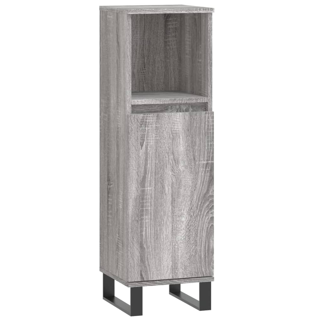 Baderomsskap Grå Sonoma Eik 30X30X100 Cm Konstruert Tre