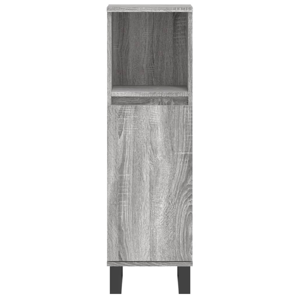 Baderomsskap Grå Sonoma Eik 30X30X100 Cm Konstruert Tre