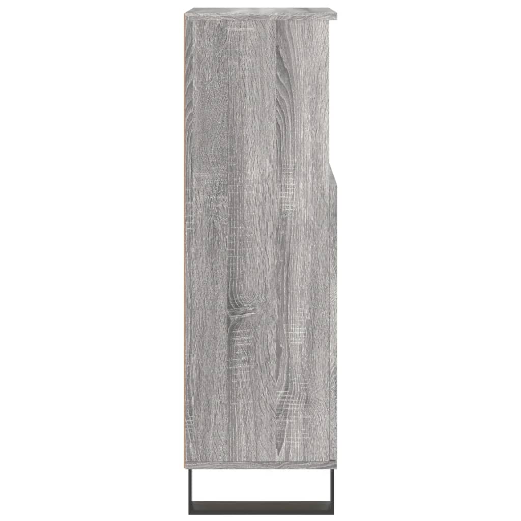 Baderomsskap Grå Sonoma Eik 30X30X100 Cm Konstruert Tre
