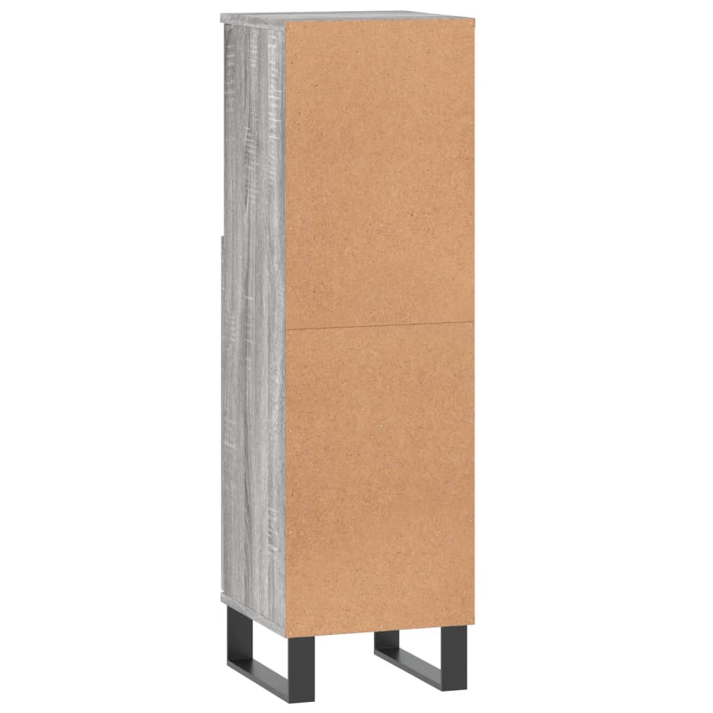 Baderomsskap Grå Sonoma Eik 30X30X100 Cm Konstruert Tre