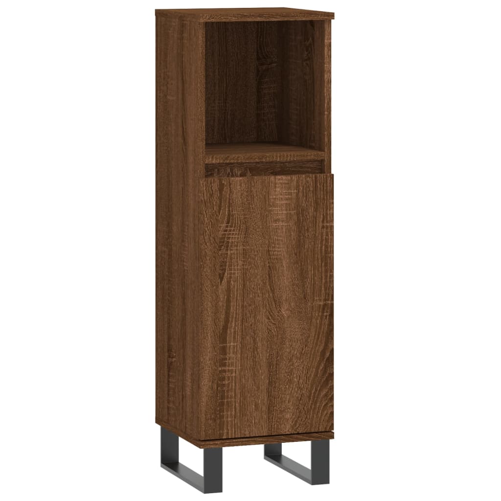 Baderomsskap Brun Eik 30X30X100 Cm Konstruert Tre