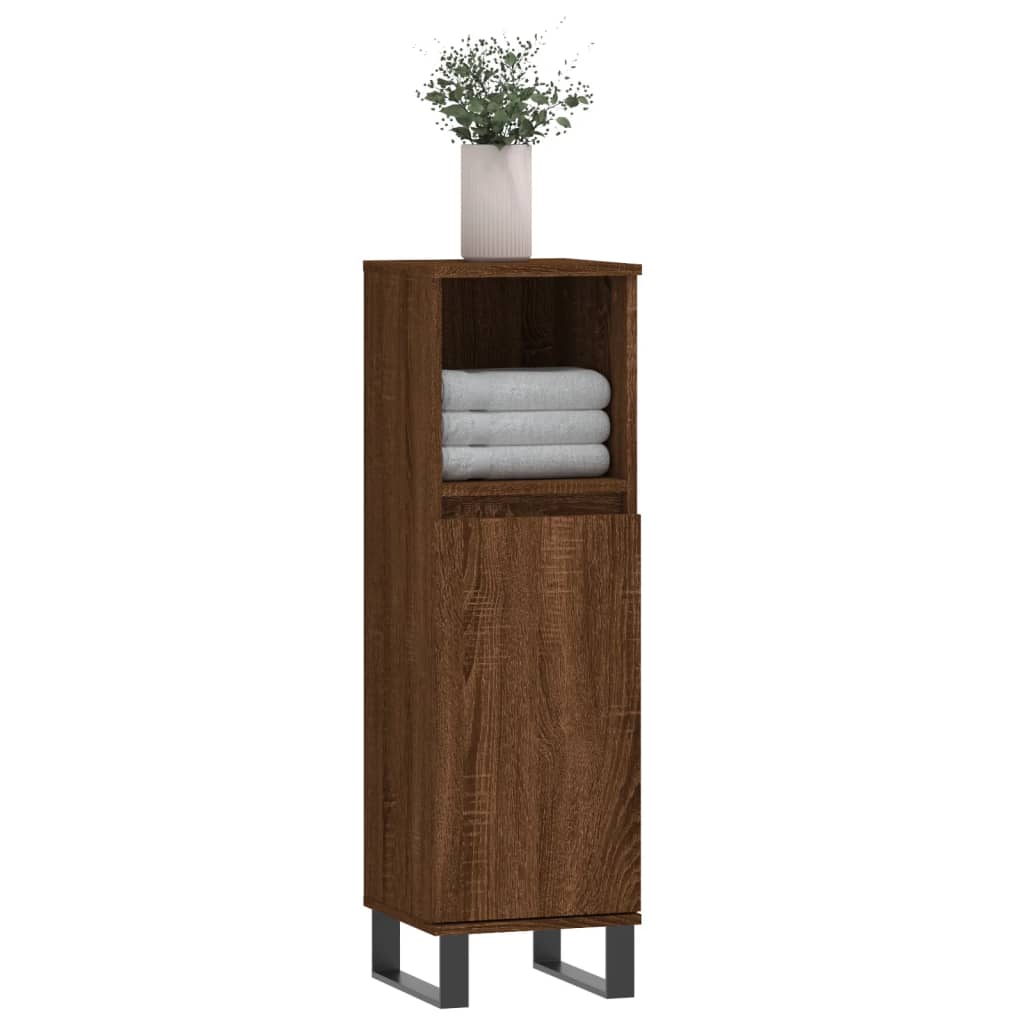Baderomsskap Brun Eik 30X30X100 Cm Konstruert Tre