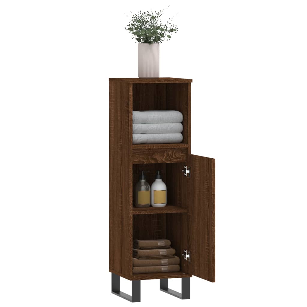 Baderomsskap Brun Eik 30X30X100 Cm Konstruert Tre