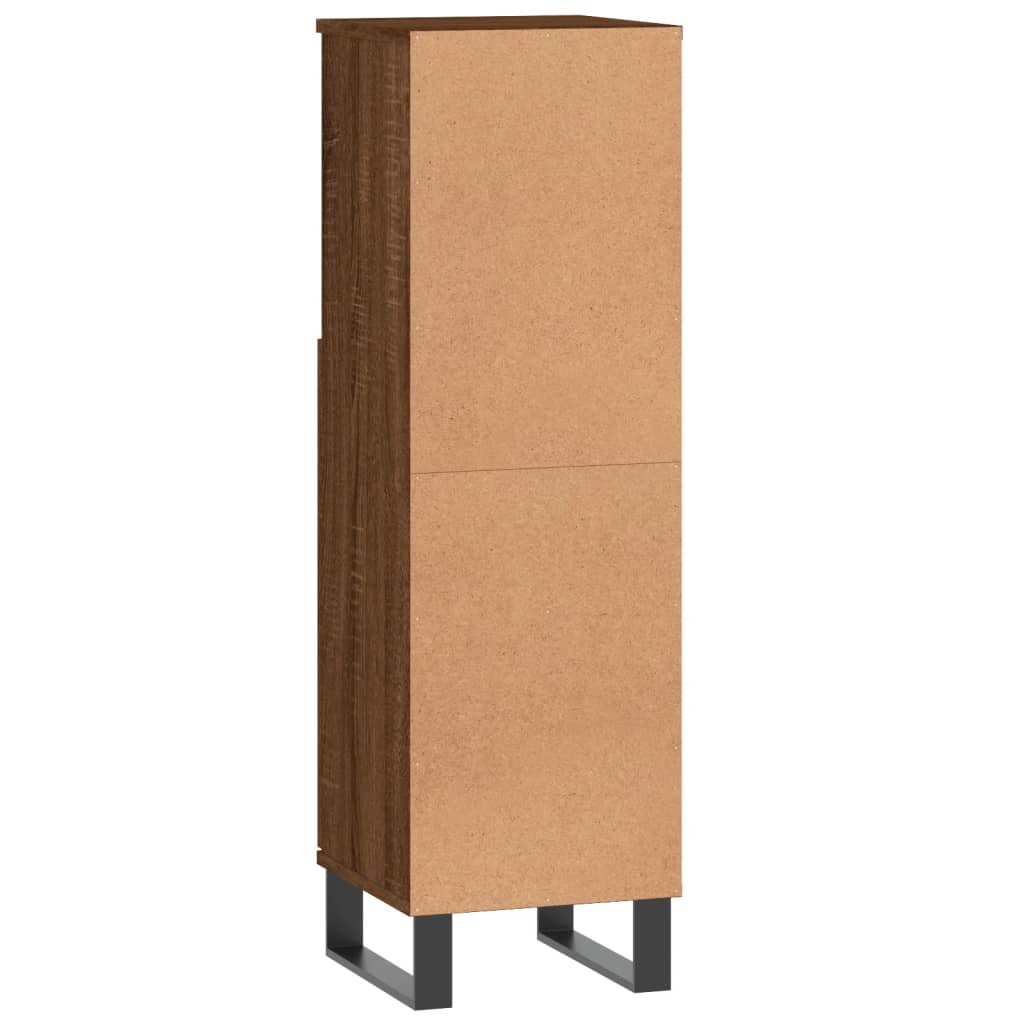 Baderomsskap Brun Eik 30X30X100 Cm Konstruert Tre
