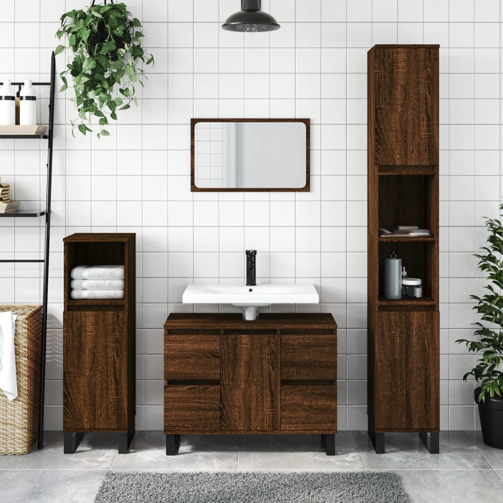 Baderomsskap Brun Eik 30X30X100 Cm Konstruert Tre