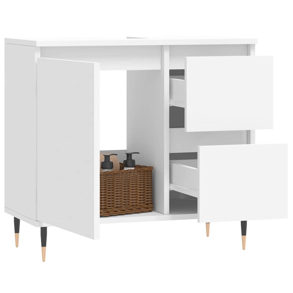 Baderomsskap Hvit 65X33X60 Cm Konstruert Tre