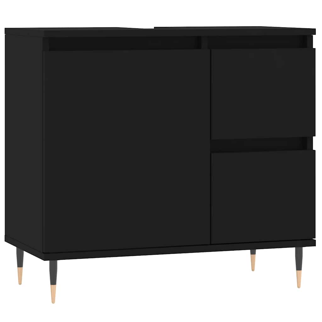Baderomsskap Svart 65X33X60 Cm Konstruert Tre
