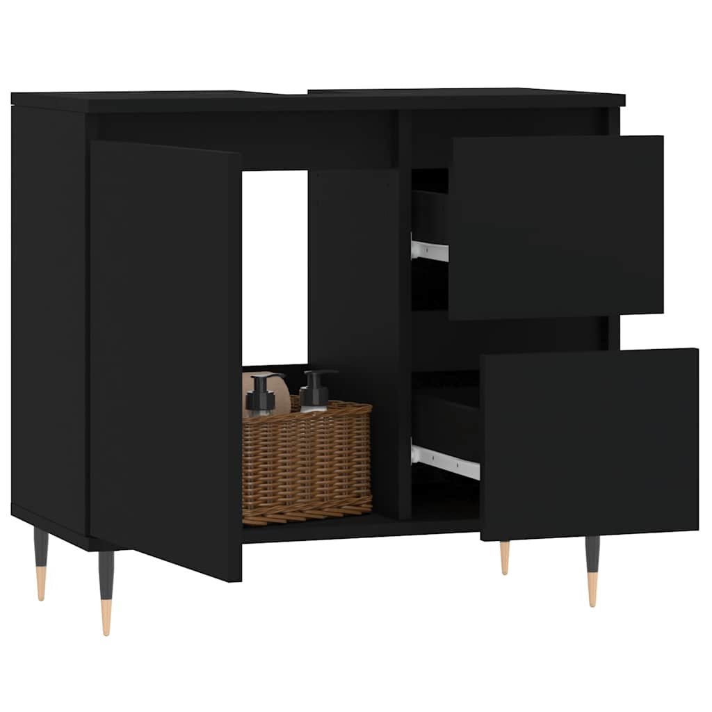 Baderomsskap Svart 65X33X60 Cm Konstruert Tre