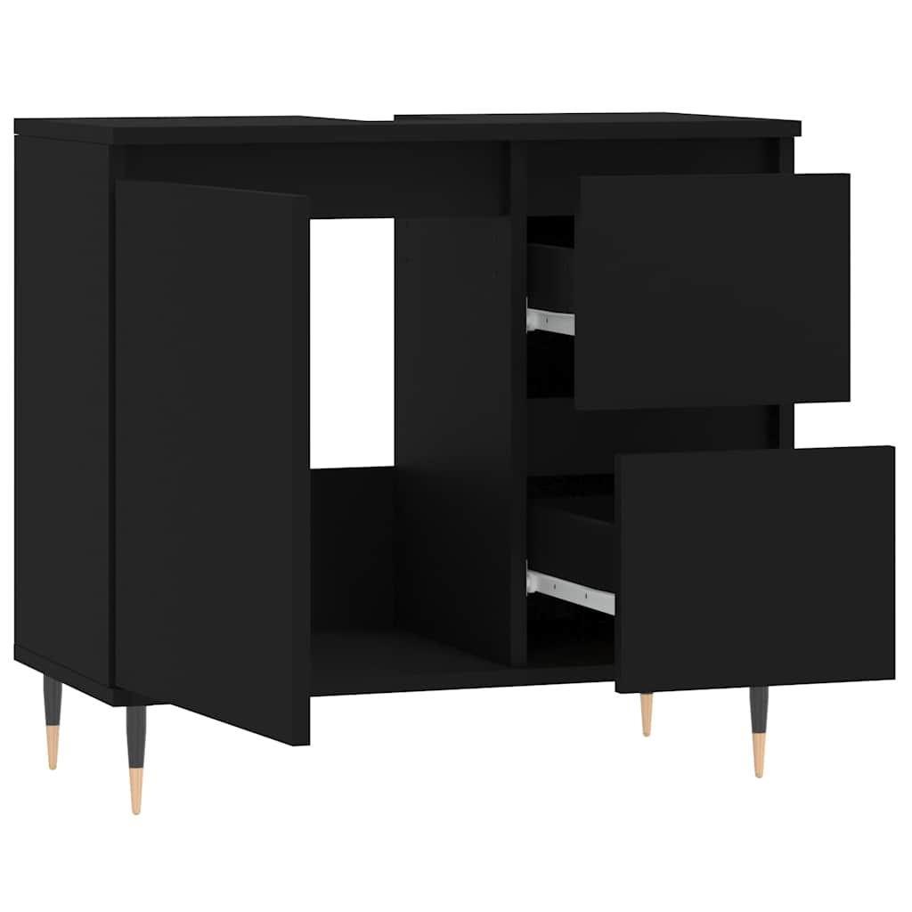 Baderomsskap Svart 65X33X60 Cm Konstruert Tre