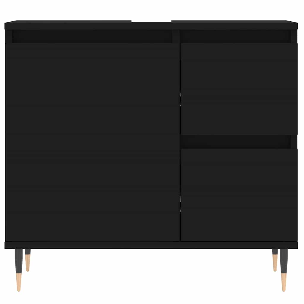 Baderomsskap Svart 65X33X60 Cm Konstruert Tre