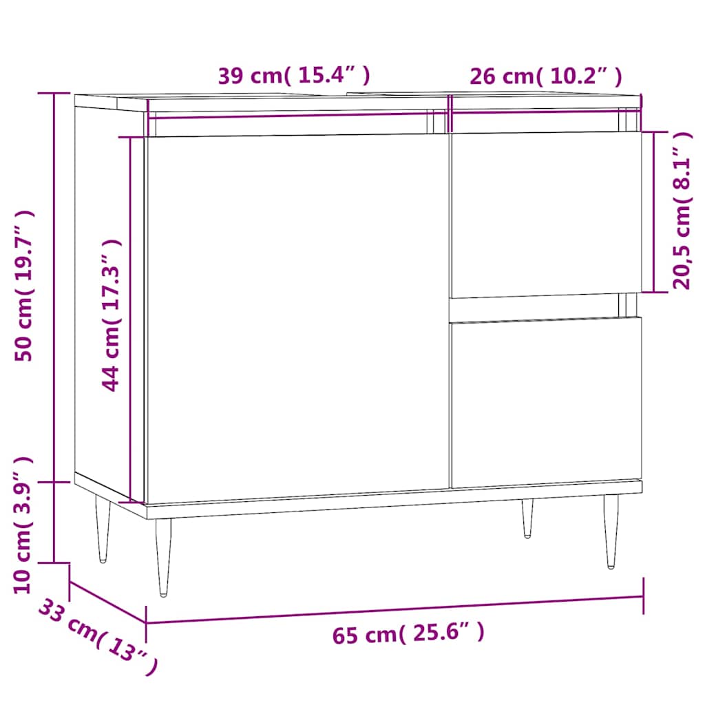 Baderomsskap Røkt Eik 65X33X60 Cm Konstruert Tre