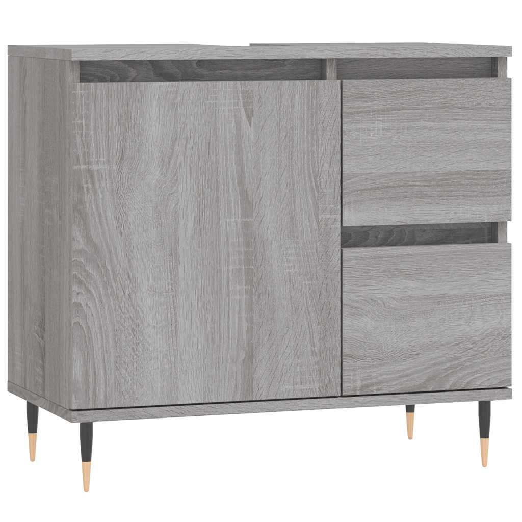 Baderomsskap Grå Sonoma Eik 65X33X60 Cm Konstruert Tre