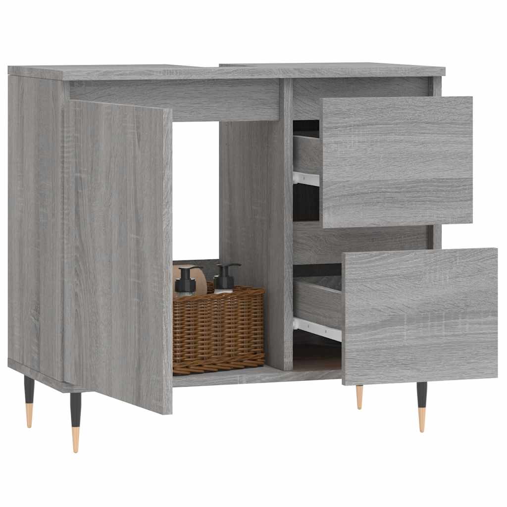 Baderomsskap Grå Sonoma Eik 65X33X60 Cm Konstruert Tre