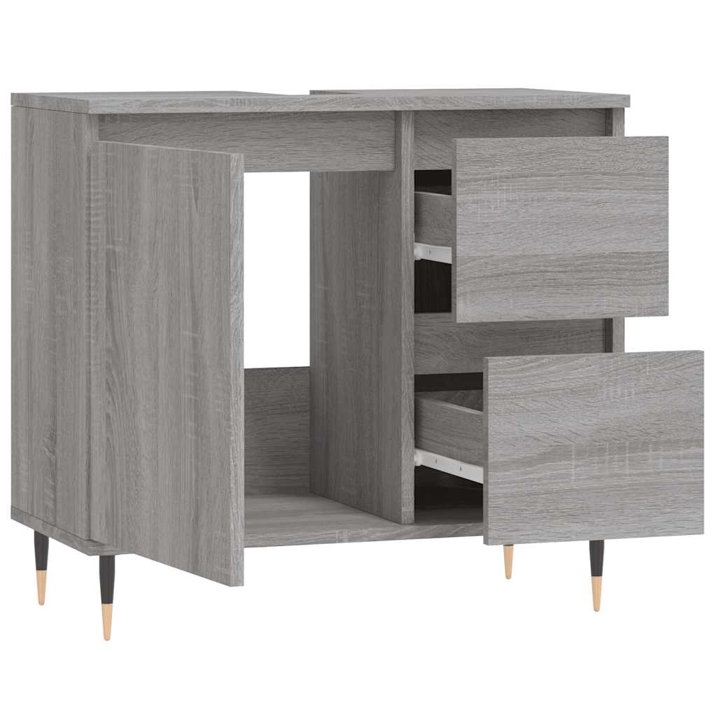 Baderomsskap Grå Sonoma Eik 65X33X60 Cm Konstruert Tre